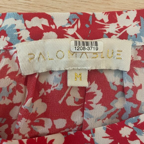 Paloma Blue Silk Red + Blue Floral Mini Skirt Womens Size Medium - Picture 8 of 8